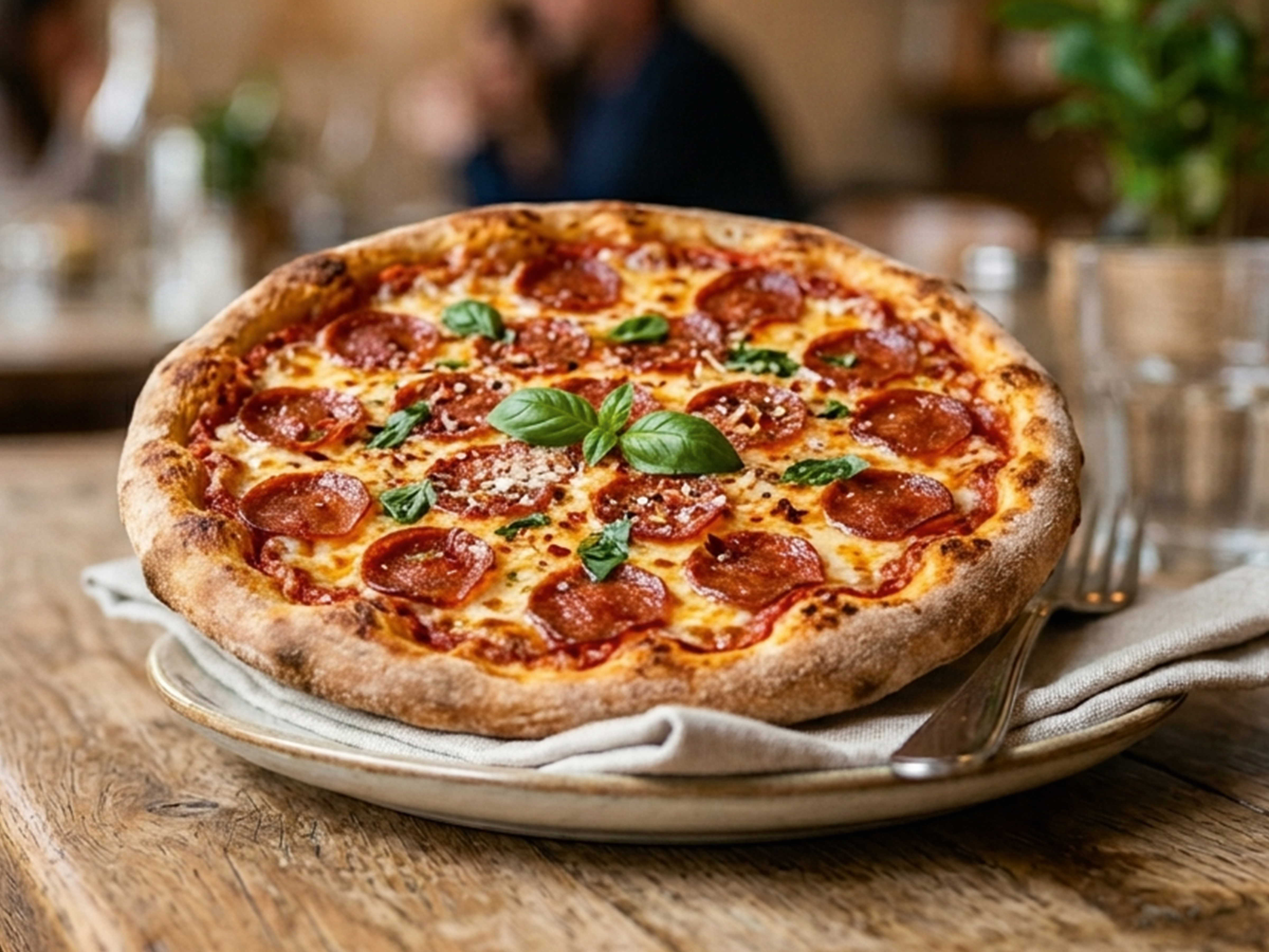 Frische Pizza aus dem Ofen bei Rapata